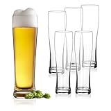 Weizenbierglas klar 6er Set - 500 ml - Bierglas 0,5 Liter spülmaschinenfest - Glas für Weizenbier...