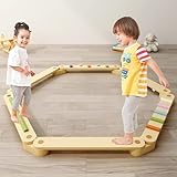 Saimly Schwebebalken mit farbigen Hindernissteinen für Kleinkinder，Montessori Balance Board für...