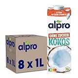 Alpro Kokosnussdrink ohne Zucker – Ohne Süßstoffe – Vegan und milchfrei – Von Natur aus...