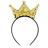 WLLHYF Pailletten Krone Stirnband, Glitzer Kronen Haarband Gold Haar Hoop Haarschmuck für Mädchen...