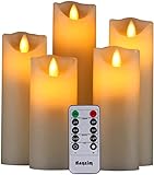 Hanzim LED Kerzen,Flammenlose Kerzen 250 Stunden Dekorations-Kerzen-Säulen im 5er Set.Realistisch...