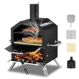 Pizzello Outdoor- Pizzaöfen Holzbefeuerter Pizzaöfen zum Backen von 2 Pizzen im Freien mit...