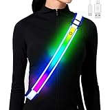 Lauflicht Joggen mit Reflektoren Gürtel, LED Leuchtband USB Aufladbar Verstellbar Nacht...