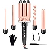 5 in 1 Lockenstab 3 Fässer Welleneisen 9-32mm Keramik Lockenwickler 80-230°C Einstellbare...