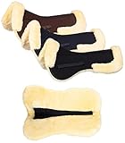 Equinate echt Lammfell Sattelkissen Spinefriend mit Wirbelsäulenfreiheit, Sattelpad S - Braun-Natur...