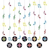 XLIUAX 9 Stück Schallplatten Deko, Rock and Roll Musiknoten Hängende Deko Retro Schallplatten...