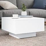 AJJHUUKI Tables-Accent Tables-Coffee Tables-Coffee Table with LED Lights White 55x55x31cm