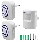 Kabellose Durchgangsalarm, Ladenglocke Funkalarmanlage mit 2 Elektronischem Plug-in-Empfänger, 1...