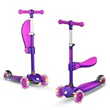 Gotrax KS3 Kinder-Kick-Scooter, LED-beleuchtete Räder, Verstellbarer Lenker und Abnehmbarer Sitz,...