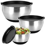 Bastwe Rührschüssel 3er Set, Edelstahl Schüssel Salatschüssel Set mit luftdichten Deckel,...