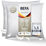 BEFA NATUR Made in Germany 3-Kammer-Kissen 80x80 cm aus 90% Daunen und 10% Federn, Allergiker...