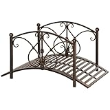 Outsunny Vintage Metall Gartenbrücke, Dekorative Brücke mit floralen Elementen, 99x68x53cm, Bronze