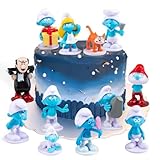 12 Stück Schlümpfe Figuren Tortendeko, Smurfs Tortendeko Set, Schlümpfe Kuchen Deko, Cartoon...