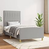 Frdhee Polsterbett Mit Bettkasten, Bettgestell ohne Matratze Hellgrau 80x200 cm Stoff für Matratze,...