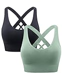 Heersan Sport BH Damen, Push up Sport Bra Ohne Bügel Crossback Seamless Starker Halt Sports Bra mit...