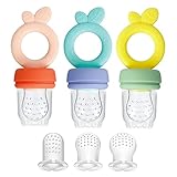PandaEar 3 Stück Silikon Baby Fruchtsauger ab 3 Monate mit Silikon Sauger in 3 Größen| Baby...