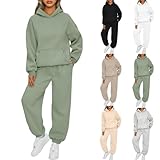 Earnmore Damen Hausanzug mit Kapuze 2 Teile, Damen Jogginganzug Set Sweatshirt mit Hose Elegant...