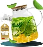 CLIDOR ® - Glaskaraffe - 1,6 Liter ( verstärkte Glasdicke ) Karaffe für Heiß- & Kaltgetränke -...