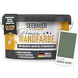 SEEBAUER diy Wandfarbe Grün 2,5L für Innen (No. 760 Nordic Wood) Edelmatte dunkelgrüne Innenfarbe...
