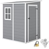 Outsunny Gerätehaus 1,54m³, Gartenhaus mit Pultdach, Boden 122 x 149 x 192/177 cm, wetterfest...
