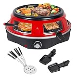 Todeco 3-in-1 Elektrischer Pizzaofen, 1200 Watt, Pizzabackofen für 6 Personen mit 6 Pizzaschaufeln,...