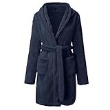 Fleece-Bademantel für Herren, Flanell-Bademantel, einfarbig, volle Länge, mit Gürtel, Plüsch,...