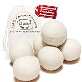 Trocknerbälle, 6 Stück 7cm Trocknerbälle für Wäschetrockner Wolle Schafwoll 100% Natürlich...
