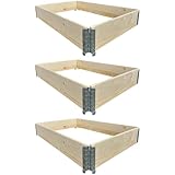 BURI Neue 3 Stück Hochbeet Palettenrahmen 120x80x20cm groß - Holzrahmen 20mm Wandstärke, faltbar,...