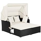 GIANTEX Sonneninsel Sonnenliege 2 Personen, Doppelliege Outdoor Gartenliege mit faltbarem...