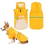Amexo Hunderegenmantel mit Reflektierenden Streifen Wasserdichter Hundemantel mit Kapuze...