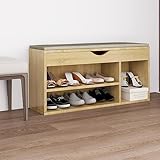 CINDERFUL Schuhbank mit Kissen Sonoma-Eiche 104x30x49 cm Holzwerkstoff,