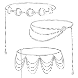 Weinsamkeit 3 Stück Kettengürtel für Frauen, Multilayer Alloy Waist Chain Body Chain for Women...