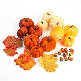 Kürbis-Dekor-Set – kleine künstliche Samt-Kürbisse, rustikale Ernte, dekorative Kürbisse, 12...