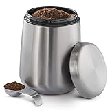 Kaffeedose Edelstahl 500g (luftdichte Edelstahldose inkl. magnetischem Dosierlöffel im Deckel, Anti...