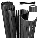 Eulenke PVC Sichtschutzmatte, 80 x 300cm Sichtschutzzaun mit Kabelbindern, Innen W-Struktur...