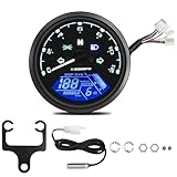 Geloo 12000RPM Motorrad Tachometer Digitaler Tachometer mit Klammern, 199KMH MPH Universal für...