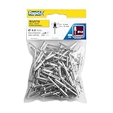 Rapid Blindnieten Aluminium Standard Ø 4,8mm, 9-12mm Klemmbereich, 100 Stück pro Beutel, für...