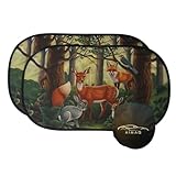 AIMAQ - 2er Set Premium Auto Sonnenschutz für Kinder mit Tier-Motiv Wald UV-Schutz Sonnenblende...