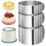 PORFOYO 3 Stück Tortenring Verstellbar Hoch 5cm, 8cm, 10cm, Edelstahl Backring Verstellbar Breite...