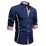 BIBOKAOKE Hemd Herren Langarm Freizeithemden Kuscheliger Herbsthemden Slim Fit Herrenhemden...