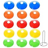 Limtula 15 x Fußball-Trainingskegel, Agility-Disc mit Metallhalterung, Training, Sport, einfach zu...