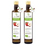 GreatVita Bio Apfelessig 1 Liter | Naturtrüb & ungefiltert mit Essigmutter - 100% Bio Qualität aus...