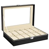 Uten Uhrenkasten 12 Uhrenbox, Uhrenbox Herren, Uhren Aufbewahrungsbox Uhrenschatulle PU,...