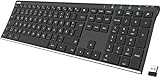 Arteck Kabellose Tastatur, Deutsches QWERTZ Layout Edelstahl Wiederaufladbare USB Anschluss 2,4 GHz...