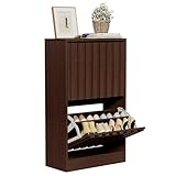 UEV Schuhschrank mit 2/4 Klappen Holz (Dunkelbraun, 2 Klappen)