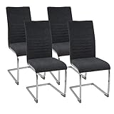 ALBATROS Freischwinger Stuhl Lugano 4er Set, Grau - Esszimmerstuhl Schwingstuhl mit Modernem Design,...