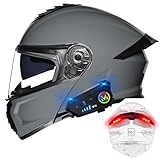 BYGMWEP Motorradhelm mit Bluetooth, Klapphelm mit Rücklicht, Modulare Helm, ECE Zertifiziert...