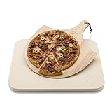 Pizzastein Hans Grill Pizza Ofenstein mit Holz Pizza Peel Brett | Langlebig, dick & echt Holz,...