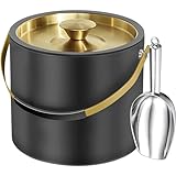 3.2L Moderner isolierter Eiskübel mit Silikondeckel, Schaufel, Sieb, doppelwandiger Eiskübel aus...