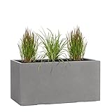 Pflanzwerk® Pflanzkübel TUB Grau 40x80x40cm XXL – Rechteckig – Großer Fiberglas Blumenkübel...